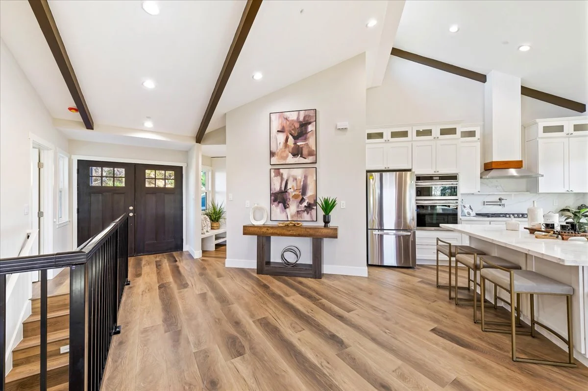 Bright painted kitchen and entry interior
